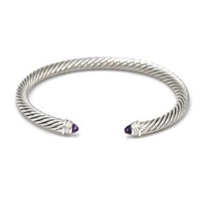 David Yurman Classic Cable Bracelet Sterling Silver with Amethyst & Diamonds